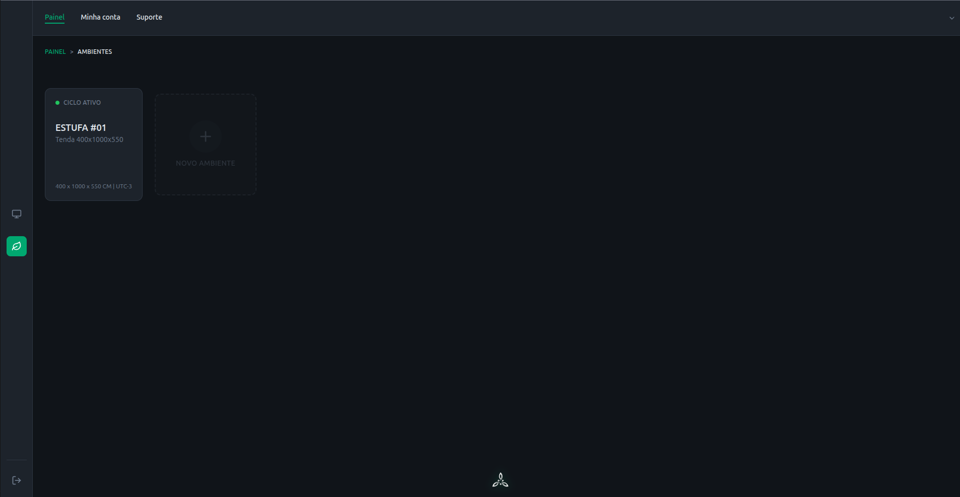 Painel DeepGarden — Ambientes: 