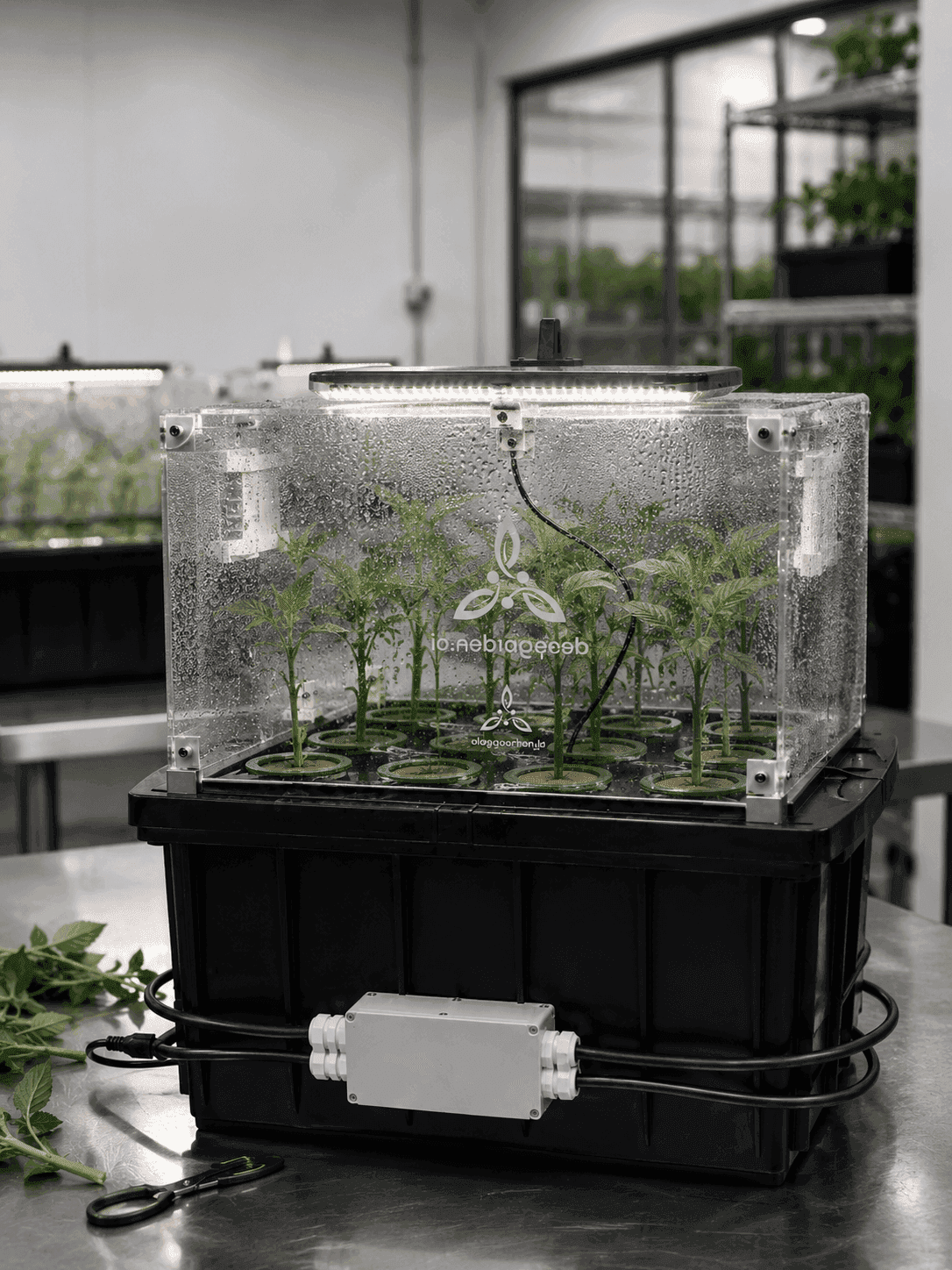 Aerocloner em operação — sistema de propagação Deep Garden